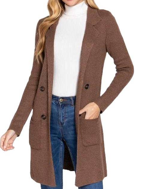 Chaqueta tipo suéter con cuello con muesca y botones en la parte delantera para venta al por mayor de Vanilla Monkey