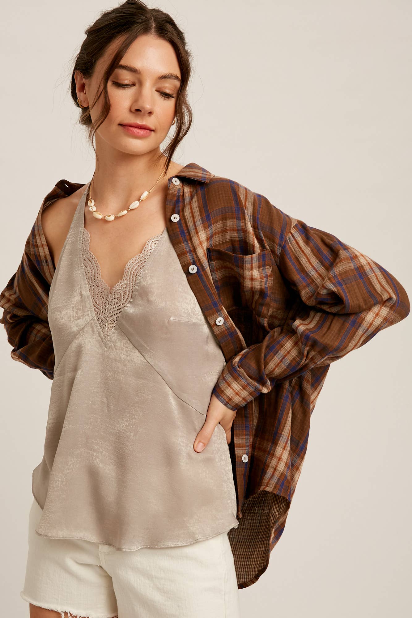 zilveren Satijnen Camisole met Kant LCM0026 voor groothandel op Faire4