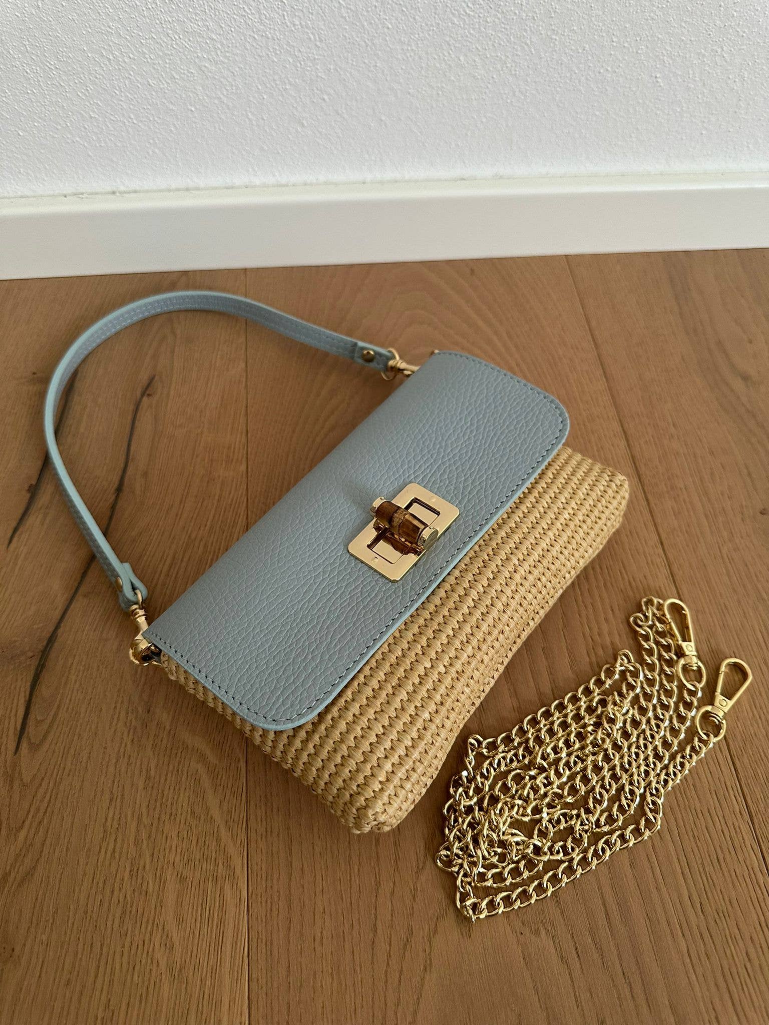 Zhade - Vente Accessoire de sac/sac à main – unisexe - VICKY - Sac en raphia et cuir5