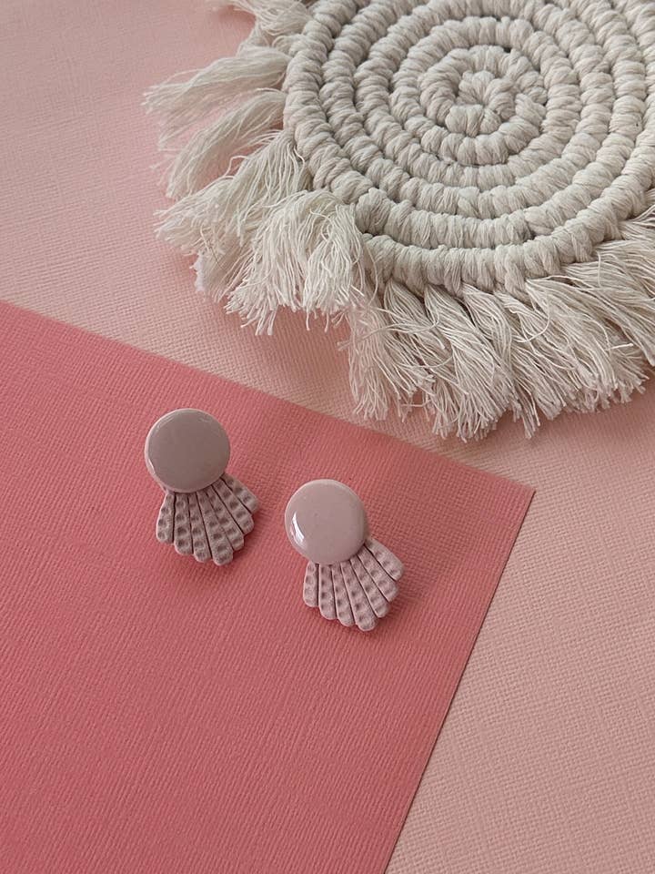 Karen Stud in Dusty Pink | Polymer Clay Earrings for wholesale by Easy Peasy Cutters