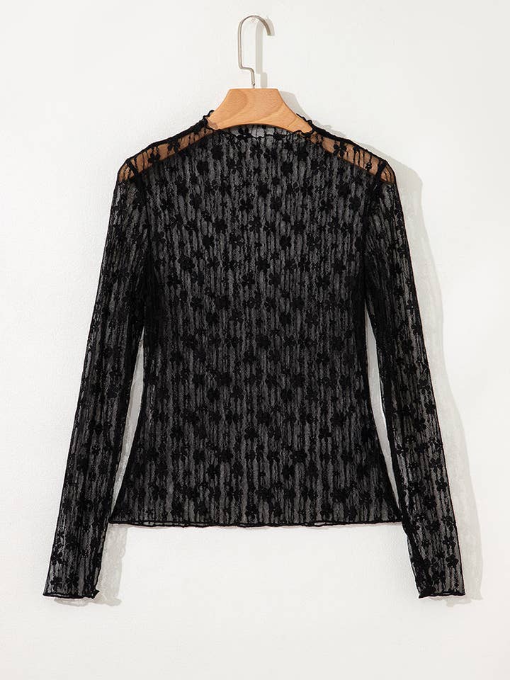 Mccolin - Wholesale Blouse - Women's - Sheer Lace Long Sleeve Top8