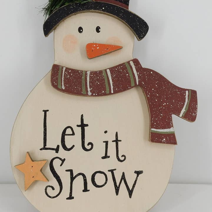 Christmas Wood Crafts - wood Snowman hanger for wholesale by Green Pastures Wholesale