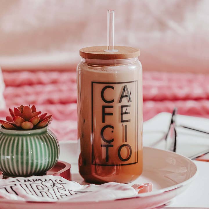 Cafecito Glass Can Tumbler for wholesale by Blush and Bold Collective