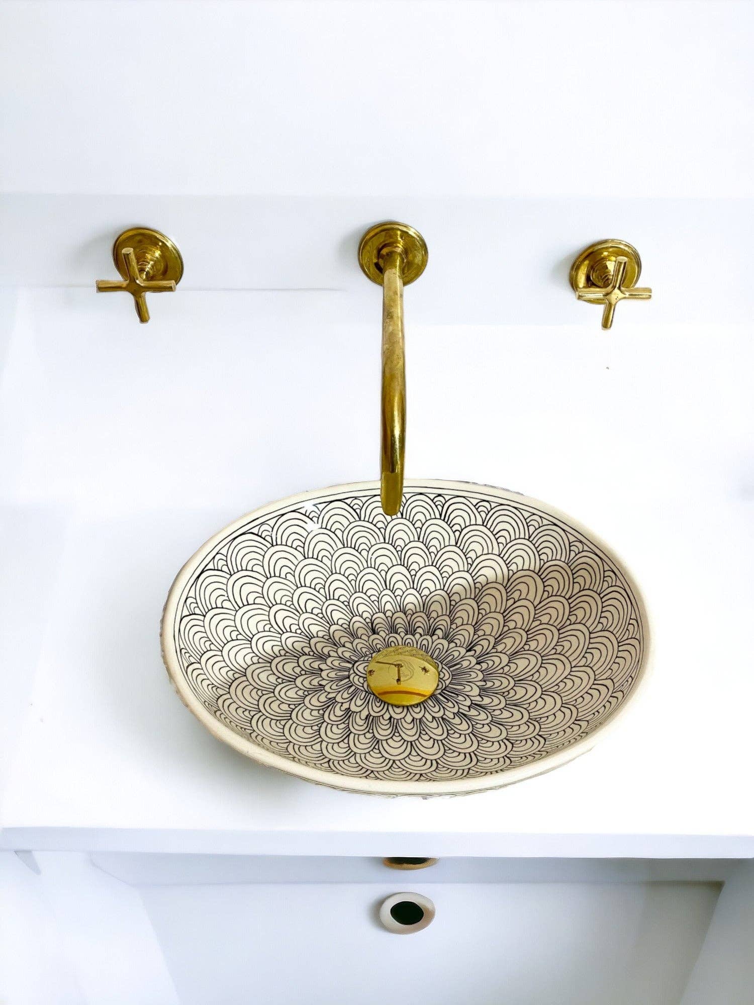 Moroccan Sink – wholesale Bathroom accessory set – Hand-Painted Oval Bathroom Sink #0043