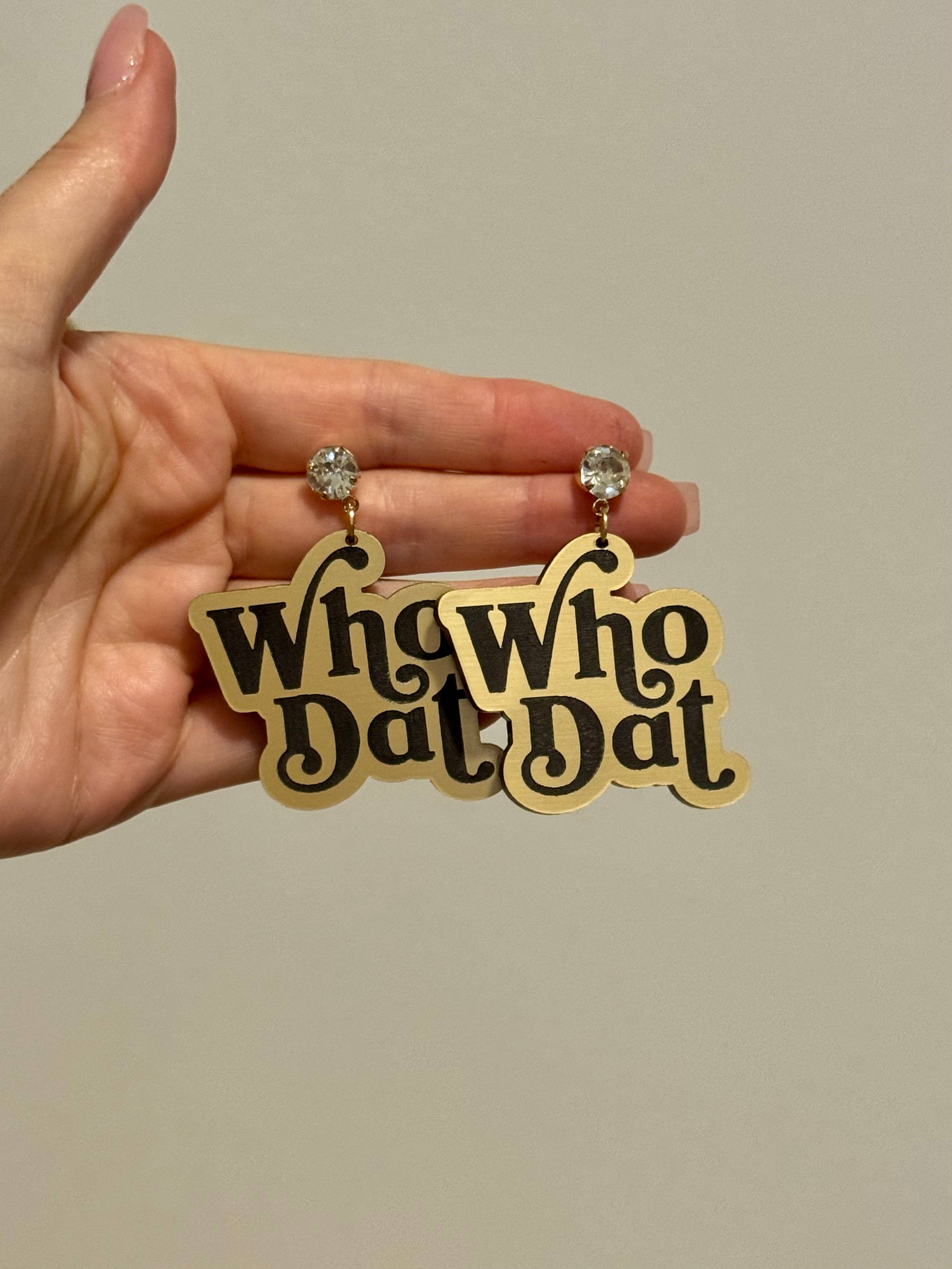 Louie Love - Wholesale Dangle Earrings - Black & Gold Saints Nola Football Gameday Acrylic Earrings6