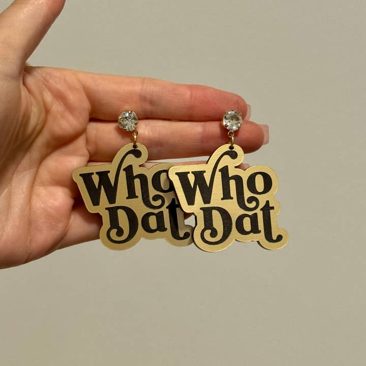 Louie Love - Wholesale Dangle Earrings - Black & Gold Saints Nola Football Gameday Acrylic Earrings6