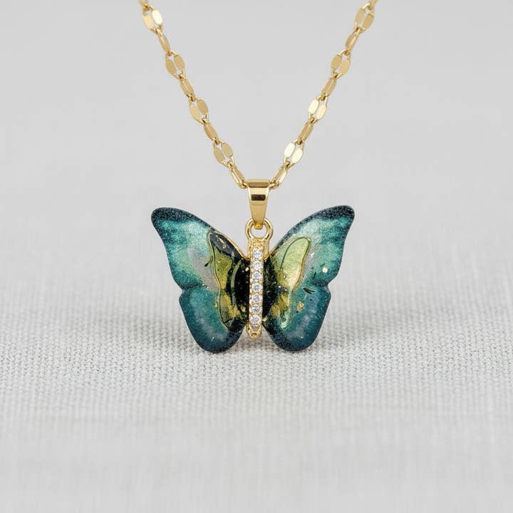 Butterfly Crystal Necklace with Titanium Chain for wholesale by scentll jewelry