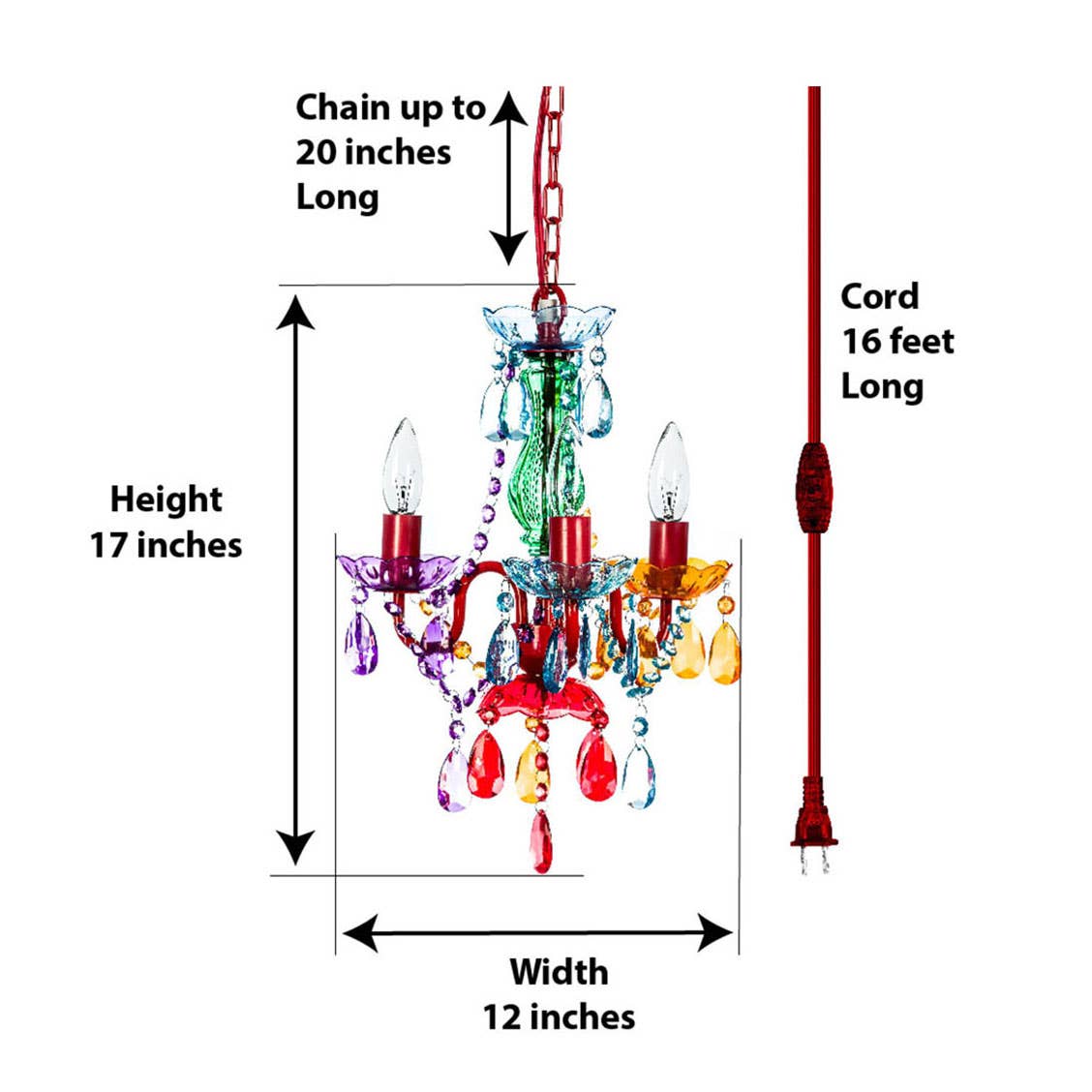 Think Brink - Wholesale Chandelier/Hanging Light - 3 Light Multi Colored Plug-in Chandelier1