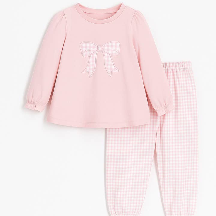 Preorder Bow Stripe Pant Set (mid october ship) for wholesale by City Beautiful Childrens Boutique
