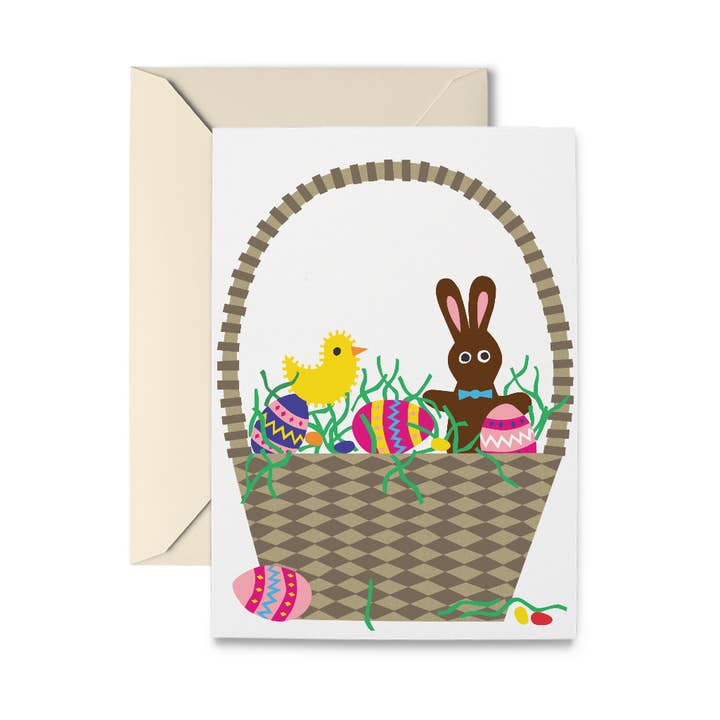 Easter Basket Greeting Card for wholesale by R. Nichols Stationery & Gifts