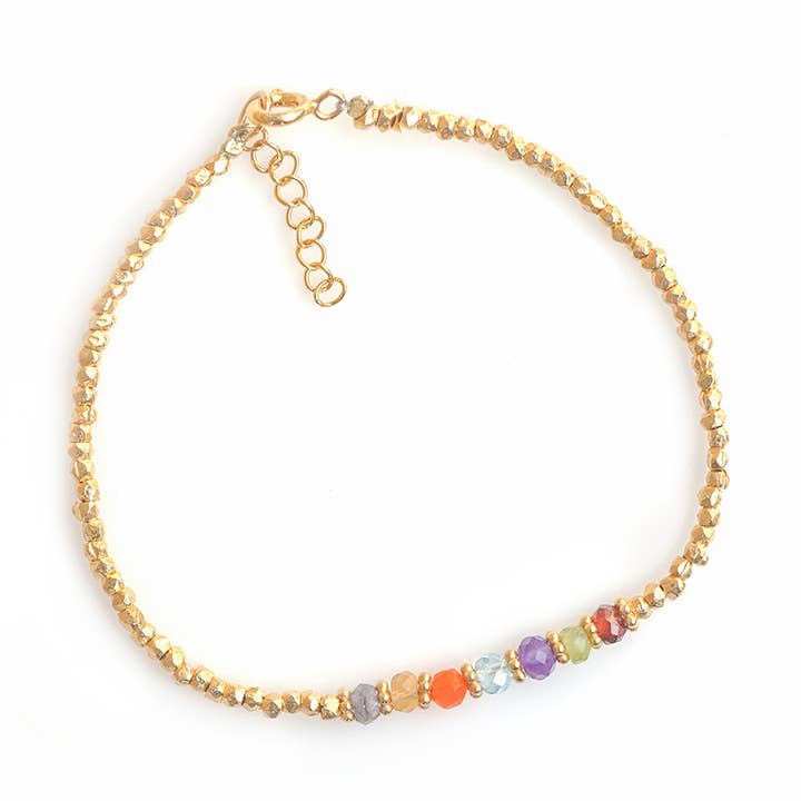 Gold Plated Over Silver Multi Stones Celestia Arc Bracelet for wholesale by Tiramisu