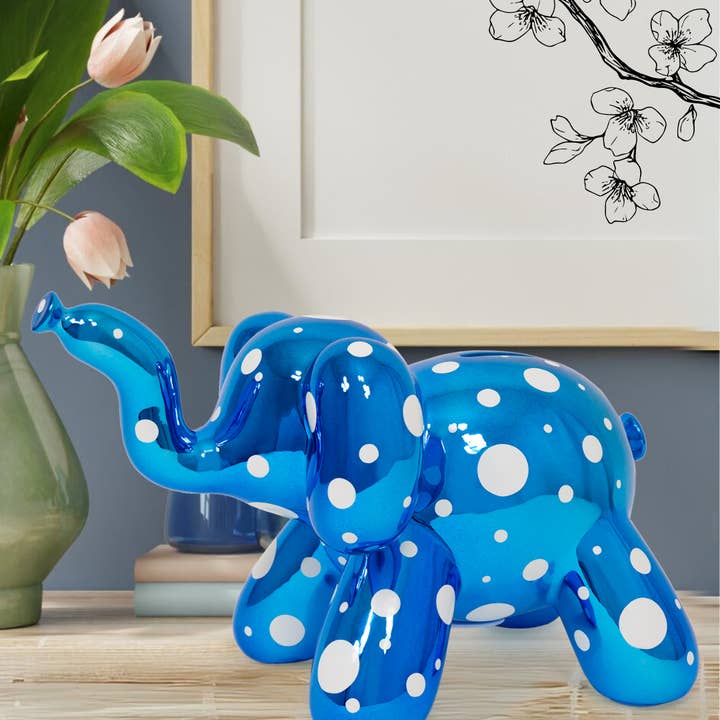 Made By Humans Designs - Wholesale Money/Piggy Bank - Balloon Piggy Bank Large Elephant with Polka Dots