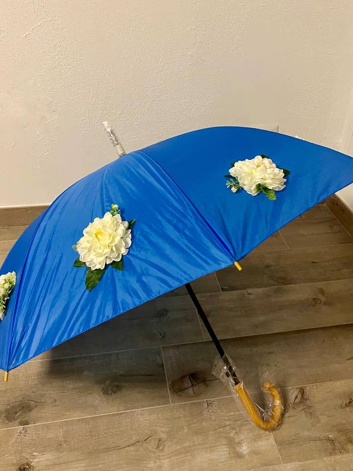 Guarda-chuva artesanal com flores perfumadas AZZ/BLUE por atacado de La Favola Incantata® - Marchio Artigiano