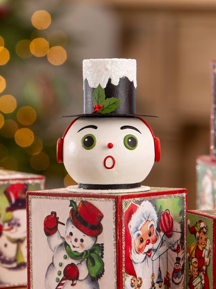 Vintage Surprised Snowman Cont for wholesale by Bethany Lowe Designs