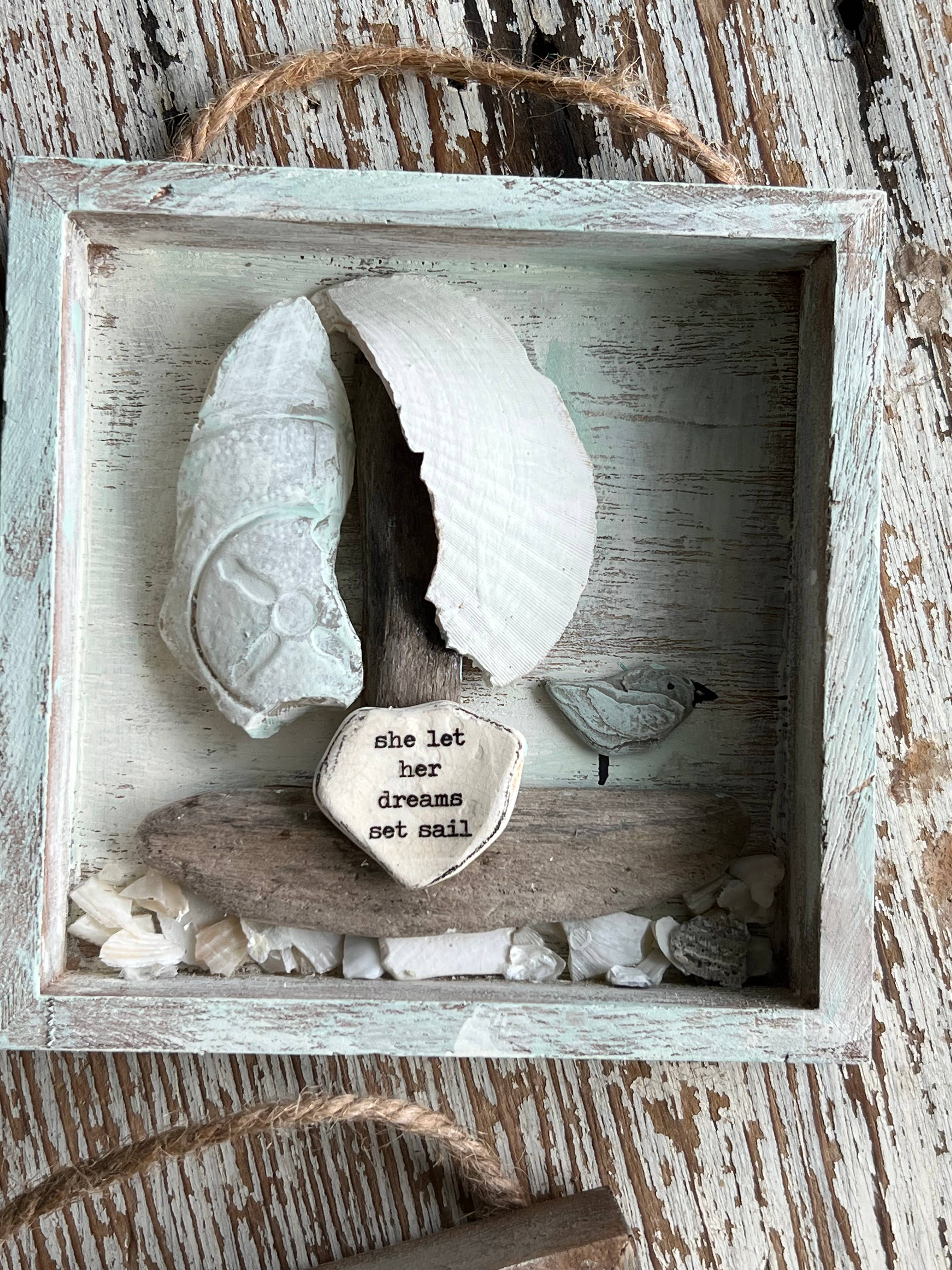 UnfiniSHEd - Wholesale Sign - Sailboat Shell Art, Beach Sign,Choose saying 3