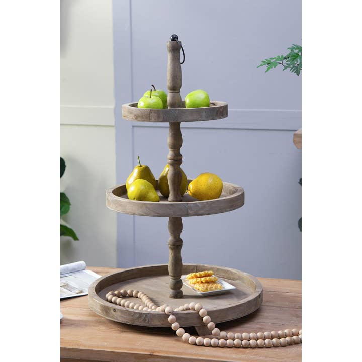 A&B Home Group Inc. - Wholesale Decorative Tray - D19X30" Woodruff 3-Tier Round Serving Tray 2EA/CTN3