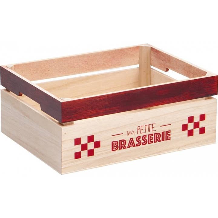 Rode houten kist 'MA PETITE BRASSERIE' 15 bieren met lange hals voor wholesale door Deffrennes