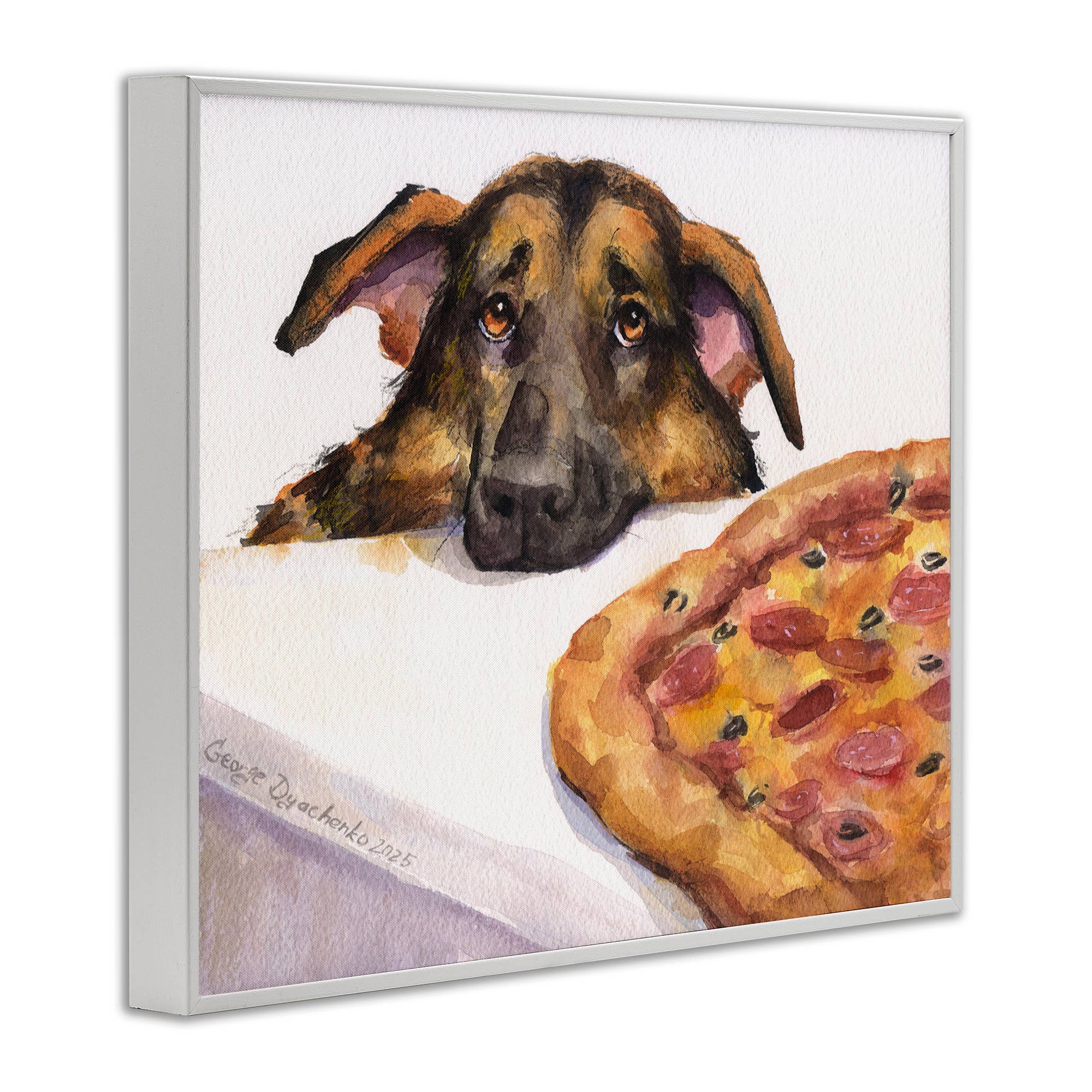 Stupell Industries - Wholesale Wall Sign - German Shepherd with Pizza - Framed Wall Art15
