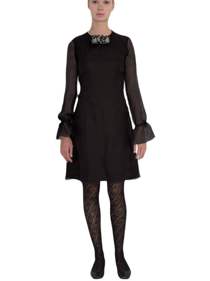 Silk organza dress with beaded bow for wholesale by Silvia Car