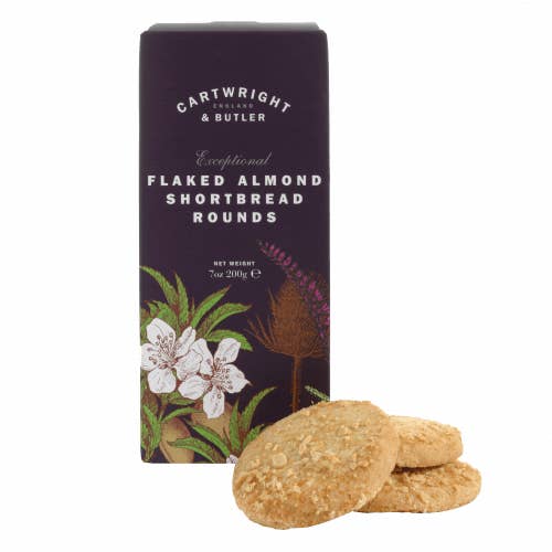 C&b Flaked Almond Shortbread Rounds in Carton for wholesale by Cartwright & Butler