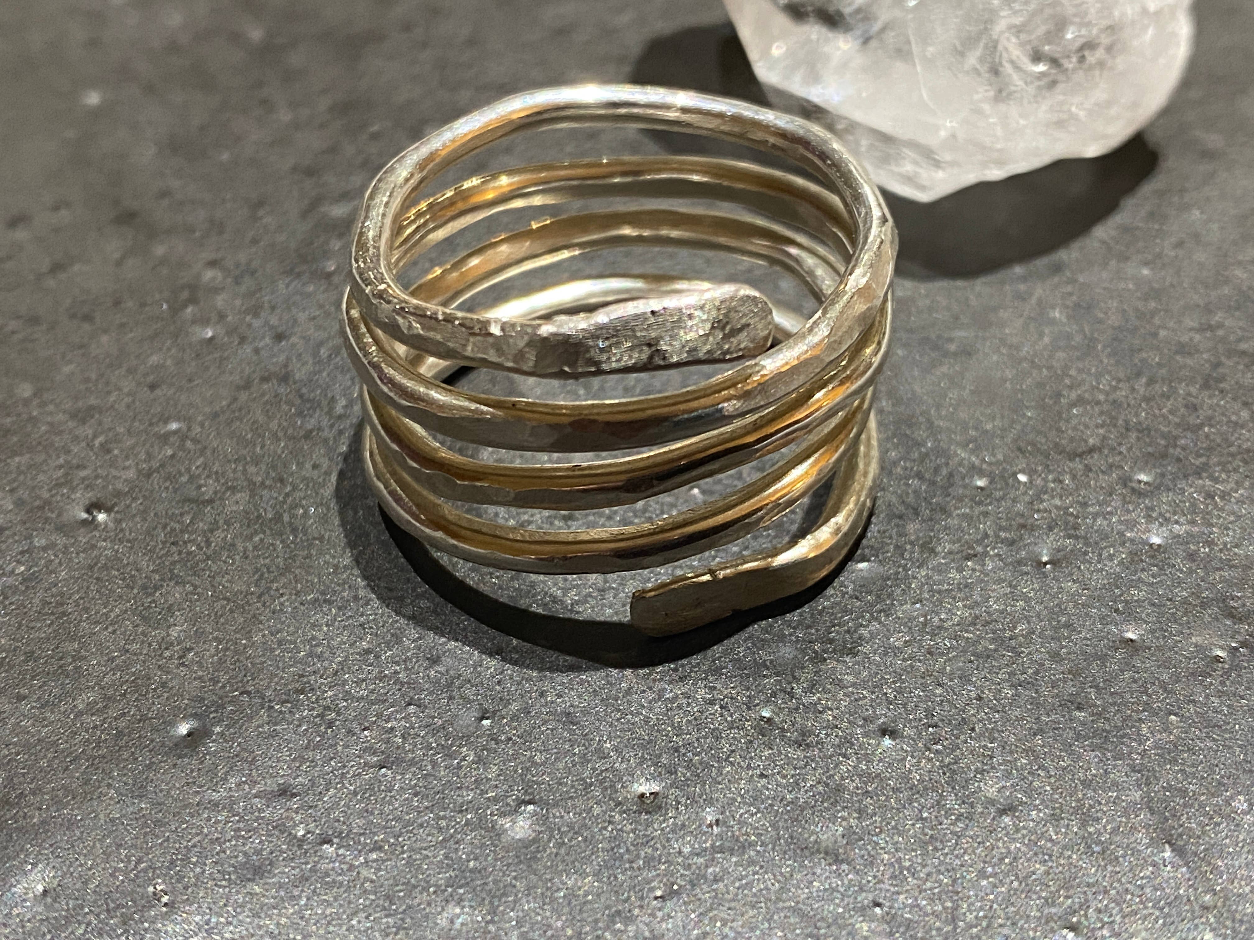 SoulSpireStudio - Wholesale Band/Stacked Ring - Boho 5 Wrap Ring in Hammered Argentium Silver3