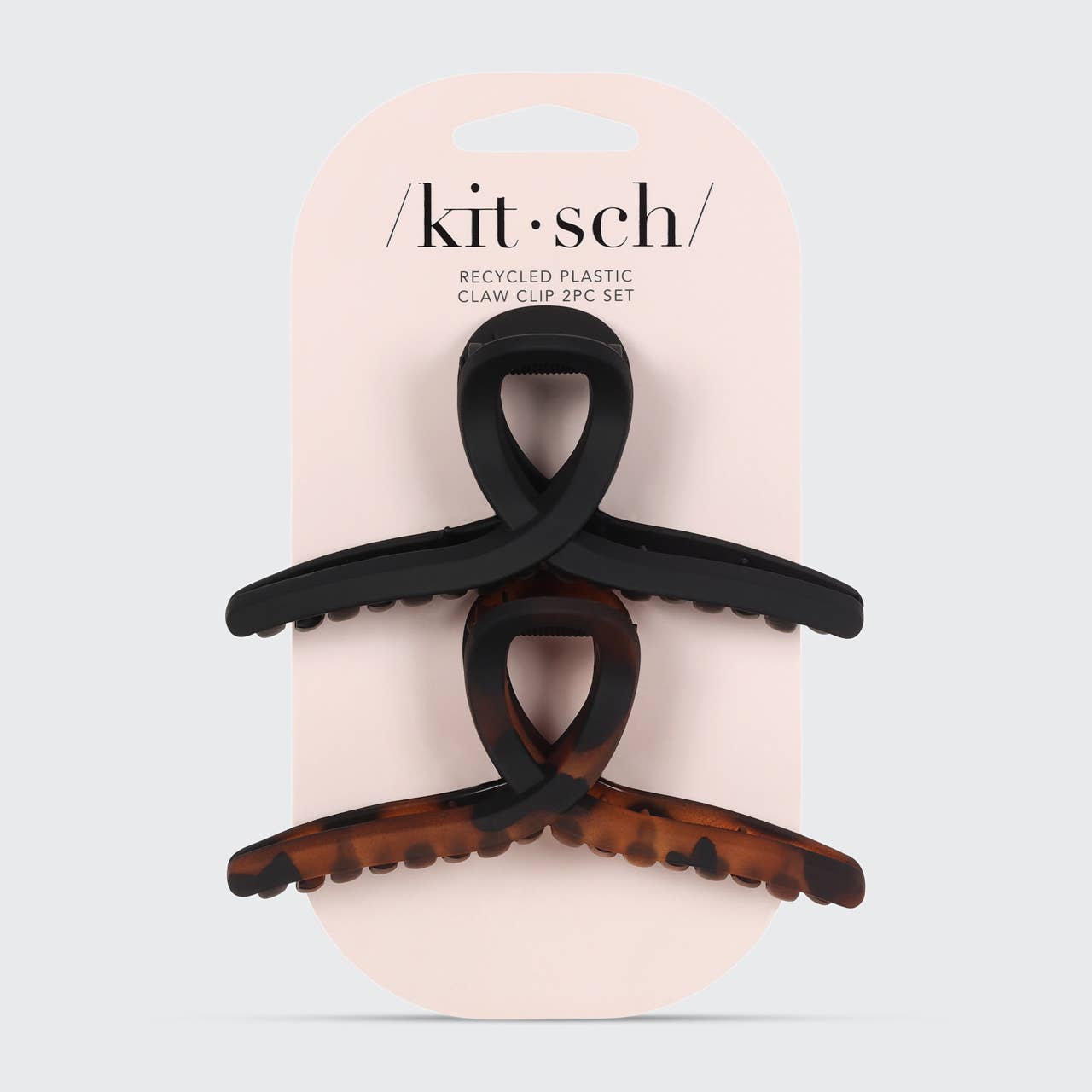 KITSCH – Clips para cabelo - Mulher por atacado – Plástico Reciclado Grande Loop Clips de Garra 2pc - Preto & Tort3