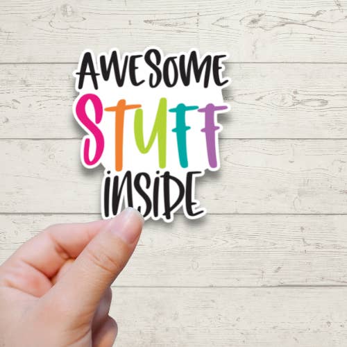 Awesome Stuff Inside Colourful Business Packaging Stickers for wholesale by Forest Crafts