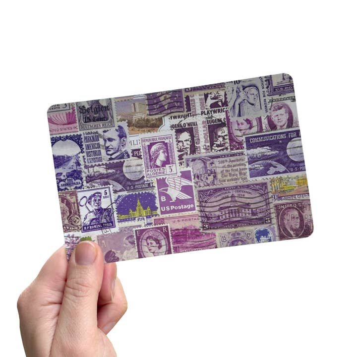 Jillian Kaye Art - Wholesale Postcard Set - Rainbow Vintage Postage Collage 4x6 Postcard Pack7