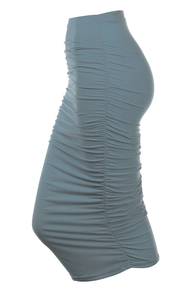 NINEXIS - Wholesale Skirt - Women's - CWBMS070_Slim Fit Ruched Long Pencil Skirt17