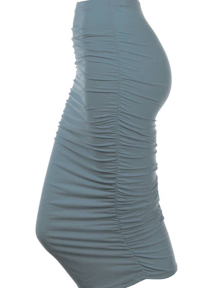 NINEXIS - Wholesale Skirt - Women's - CWBMS070_Slim Fit Ruched Long Pencil Skirt17