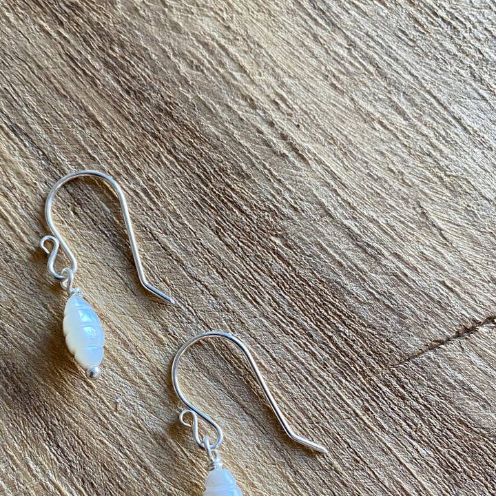 Carved Mother of Pearl Earrings for wholesale by Kate Simpson Designs