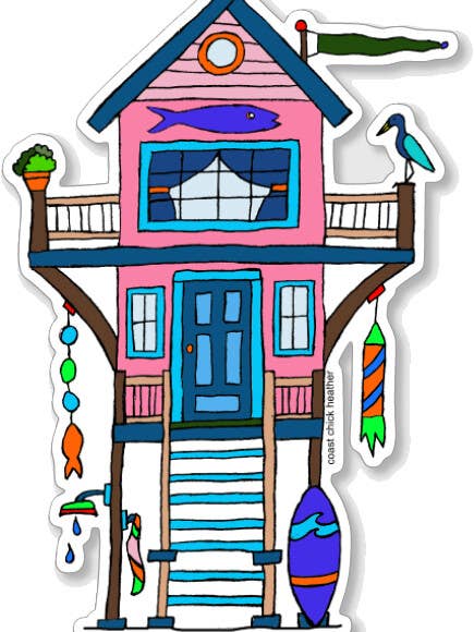 Beach House Waterproof Sticker for wholesale by Coast Chick Heather Jordan