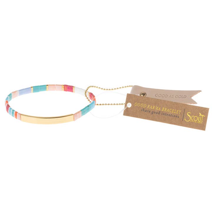 Good Karma Miyuki Bracelet | Good As Gold - Aqua Multi/Gold for wholesale by Scout Curated Wears