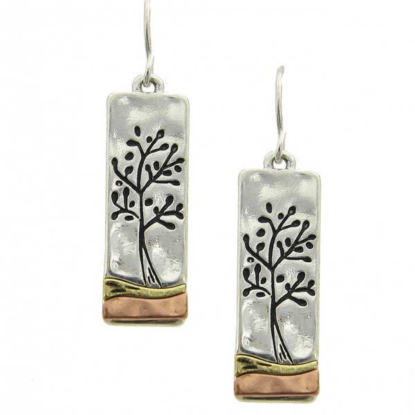 FR2193 Antique Silver Tree of Life Tri-Tone Rectangle for wholesale by 0011 PREMIERE