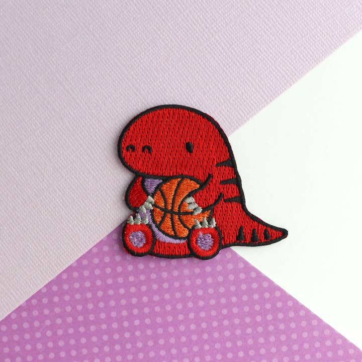 Basketball Raptor Embroidered Patch. Cute Canada Sports Gift for wholesale by Wild Whimsy Woolies