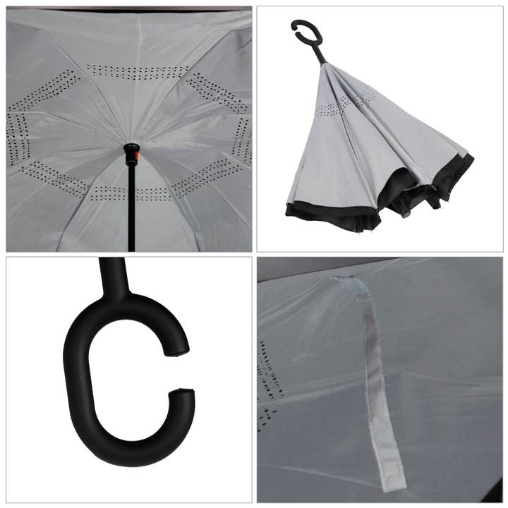 Cap Zone - Vendita all'ingrosso Ombrello - Unisex - Ombrello Nero a Doppio Strato Invertito e Rovesciato
