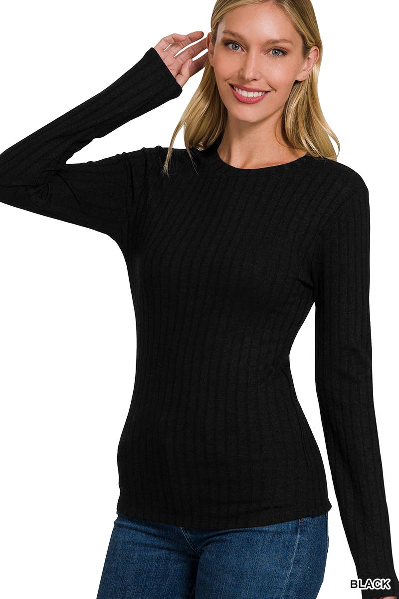 42POPS - Wholesale Knit Top - Women's - ._ SI-25202 RIBBED LONG SLEEVE ROUND NECK TOP13