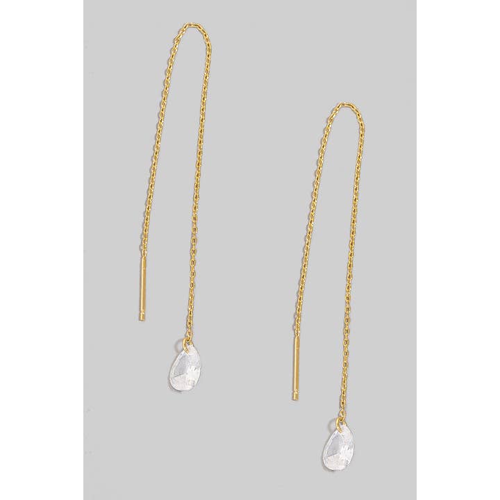 The Looks by Fame Accessories - Wholesale Dangle Earrings - Rhinestone Tear Gem Threader Chain Earrings