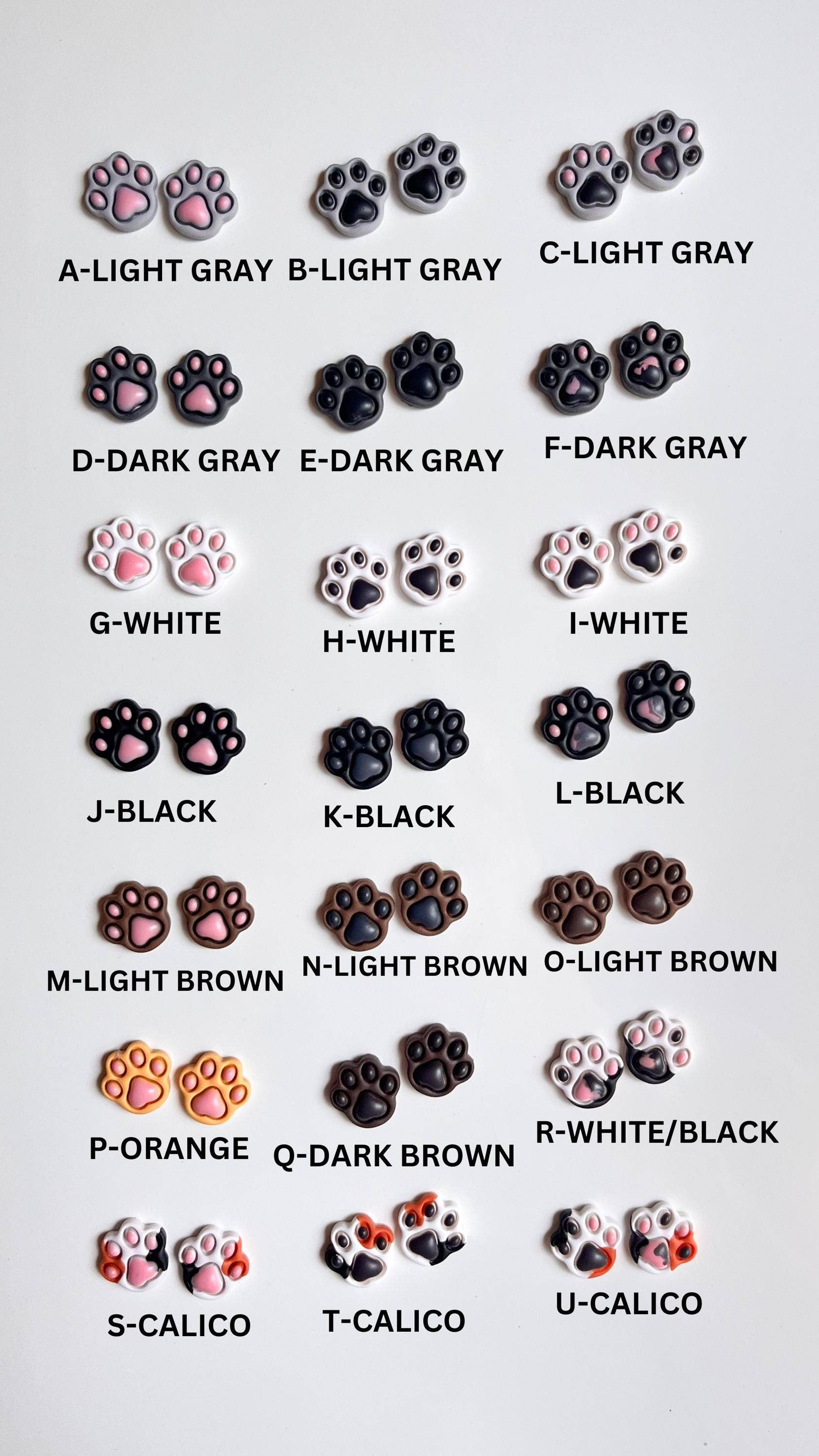 WanderingCalicoClay - Wholesale Stud/Post Earrings - Cat Paw Print Clay Stud Earrings for Cat Lovers0