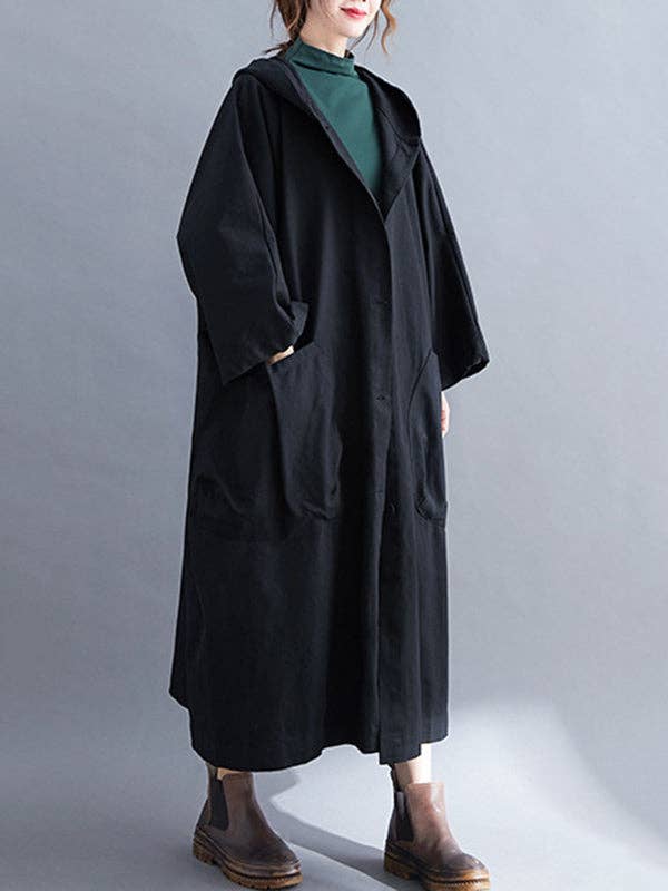 StyleGalX - Wholesale Trench Coat - Women's - Loose Hooded Trench Long Coat1