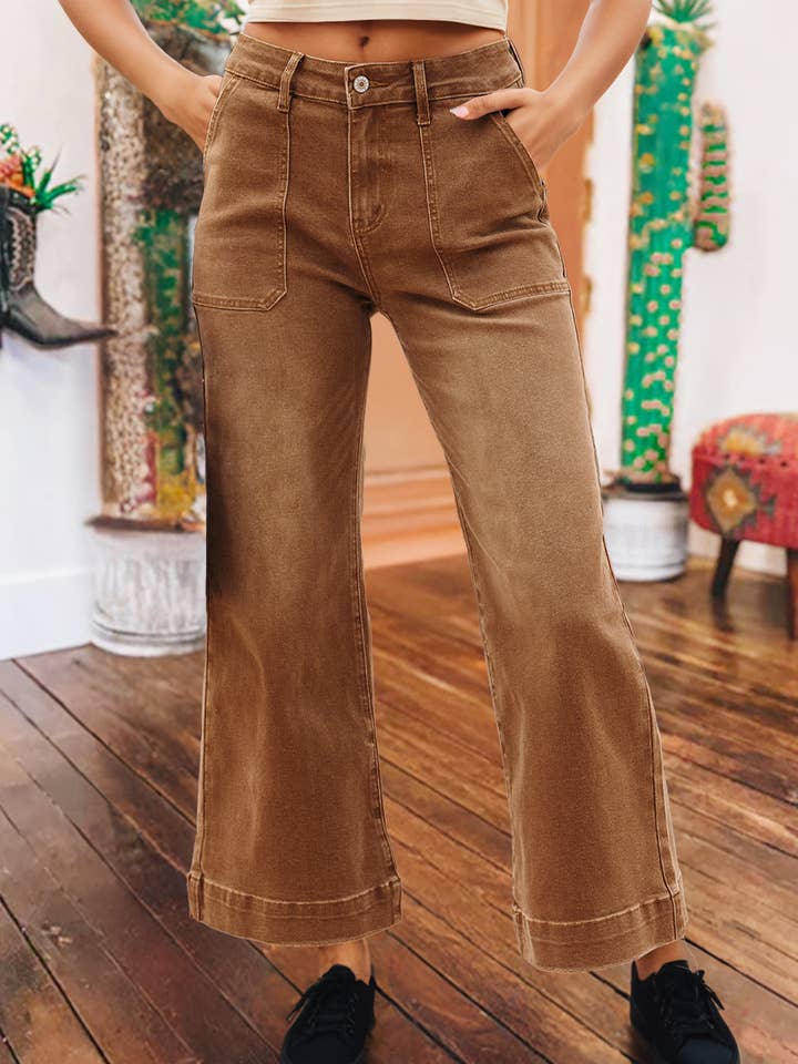 Fashion-W Cropped High Rise Wide Leg Jeans*4-16 for wholesale by fashionworks