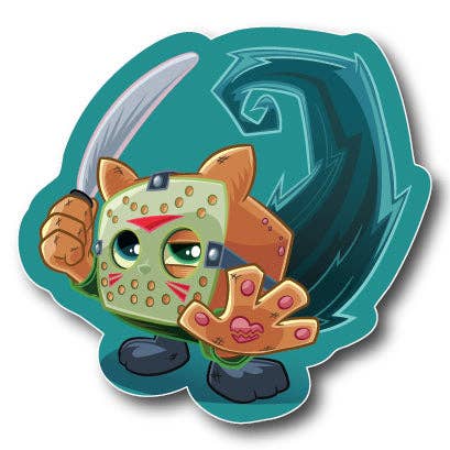 Pegatina parodia de Jason Voorhees para venta al por mayor de Squaredy Cats