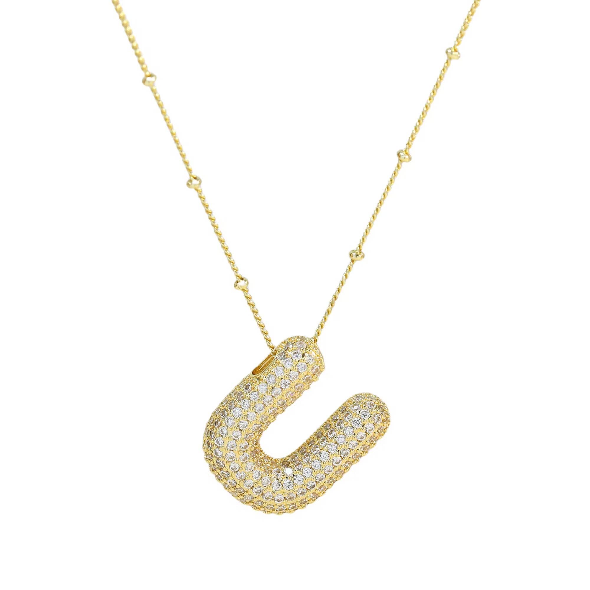 Savvy Bling - Wholesale Pendant/Charm Necklace - Initial CZ Balloon Bubble 18K Gold Necklace20