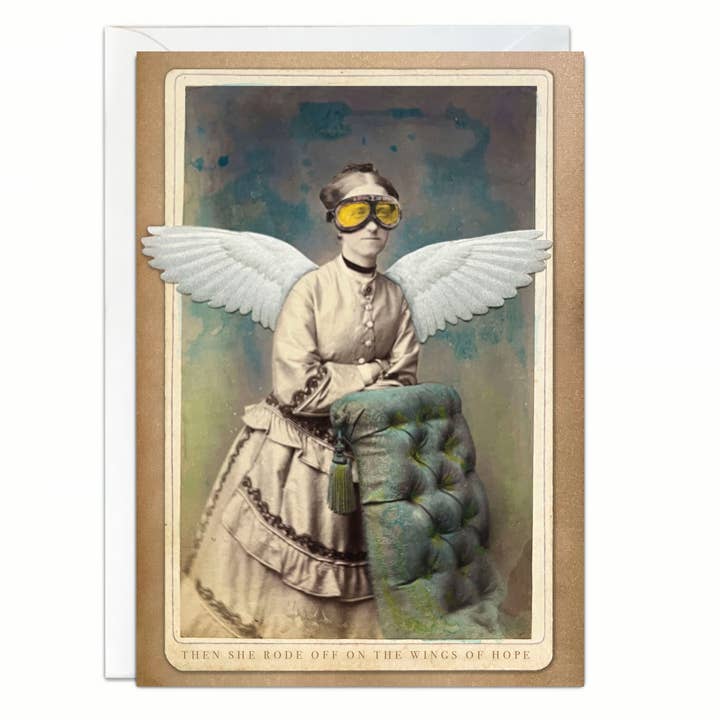 Wings of Hope Altered Photo Greeting Card for wholesale by Ain't That a Kick in the Head