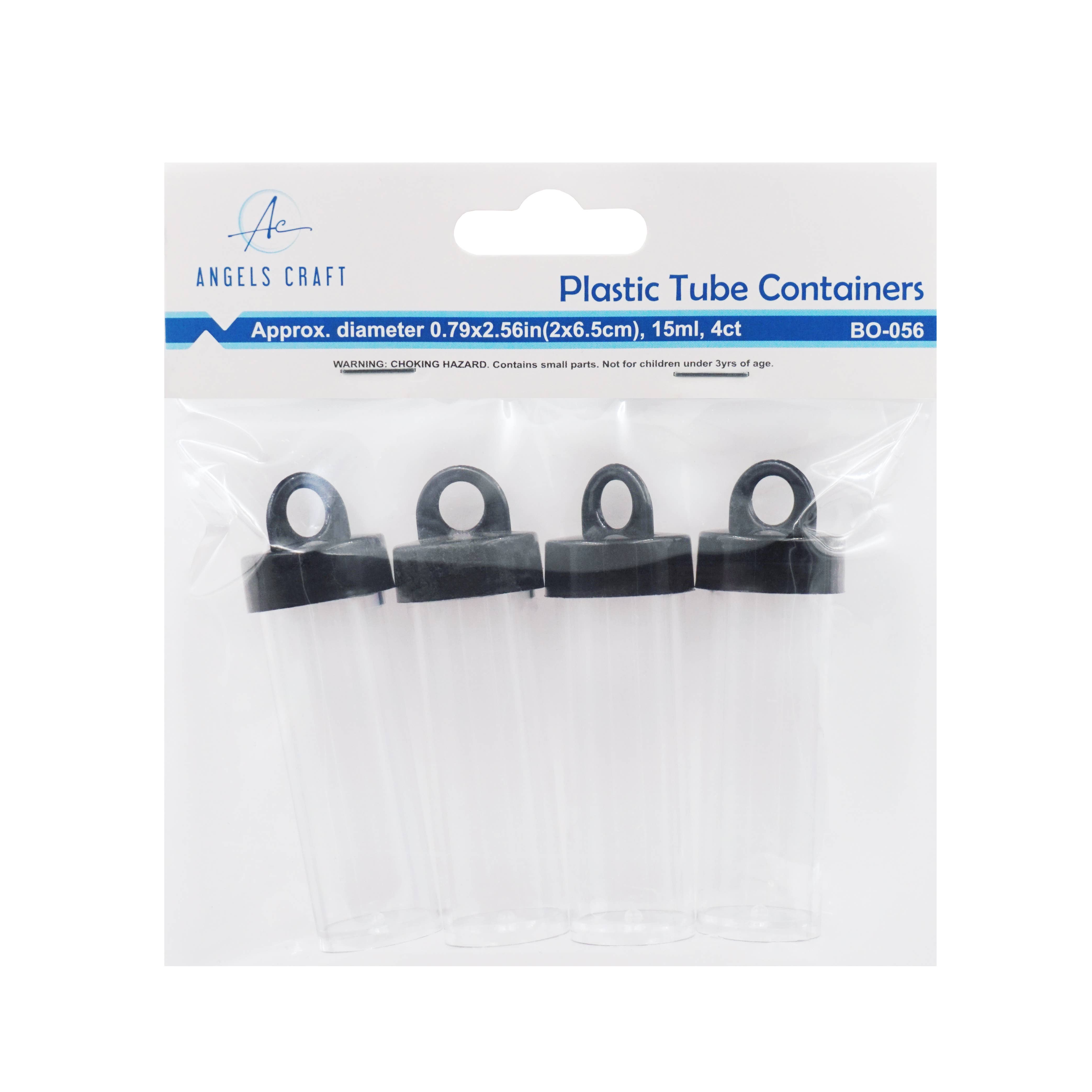 Angels Craft – wholesale Craft supplies – Plastic Tube Container w/ Hanging Screw Lid, 4-ct7
