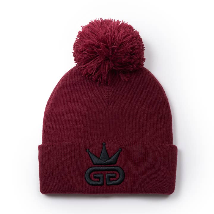 GGT Burgundy Bobble Woolly Hat for wholesale by God Given Talent