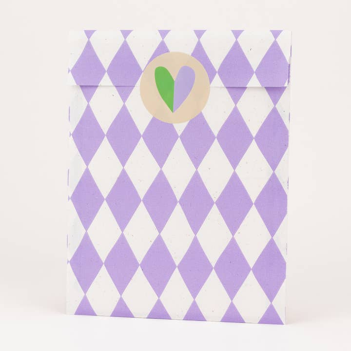 Paper bags rhombus, lilac for wholesale by liebevoll verpackt