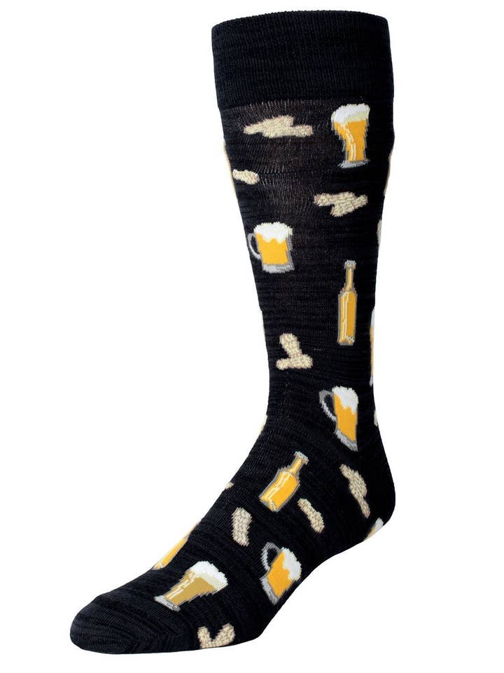 Infinity Classics International Inc. - Wholesale Socks - Men's - MeMoi Happy Hour Beer and Peanuts Men's Socks0
