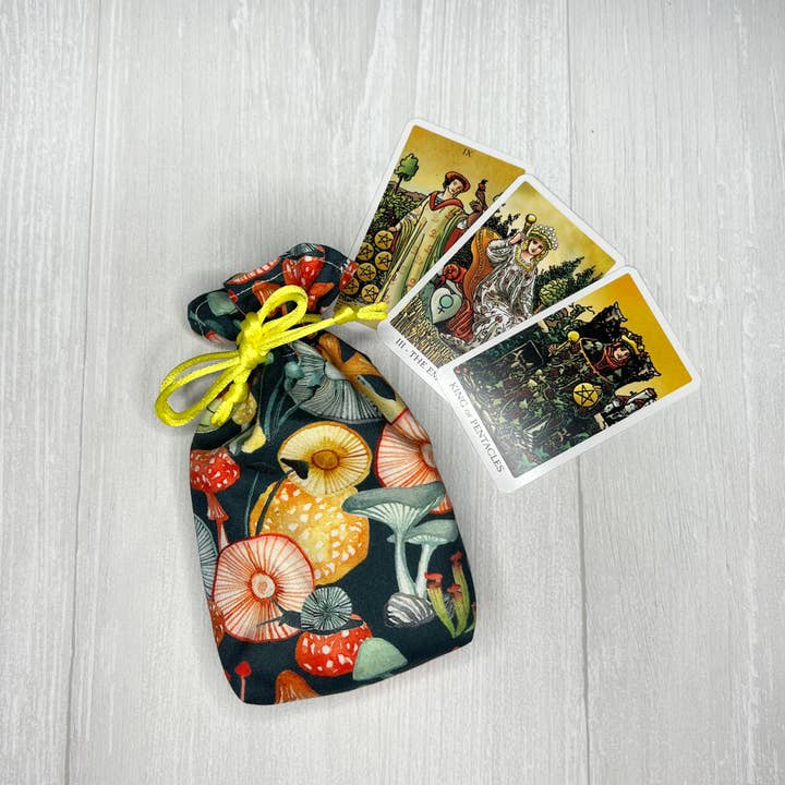 Mini Mushroom Tarot Card Bag for wholesale by Threads of Tarot