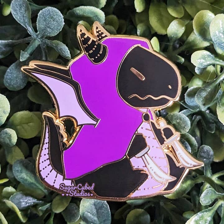 The Draconic Rogue - Dragons & Dragons Enamel Pin for wholesale by Sugar Cubed Studios